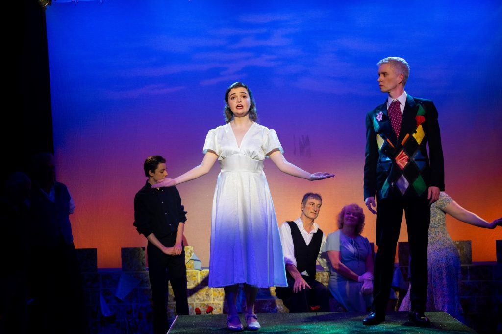 A photograph of actors playing Elsie Maynard and Jack Point in St David's Players' 2024 production of The Yeomen of the Guard
